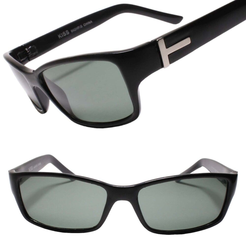 Deadstock True Vintage Bold Design Metallic Accent Rectangle Black Sunglasses
